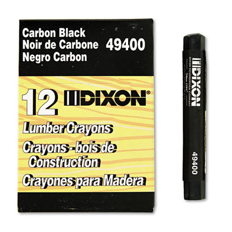Lumber Crayons, 4 1-2 X 1-2, Carbon Black, Dozen