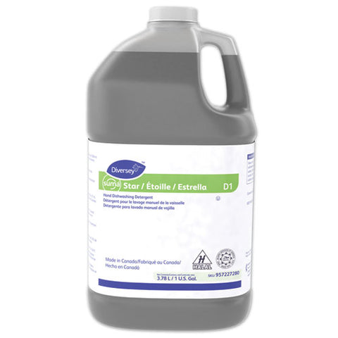 Suma Star D1 Hand Dishwashing Detergent, Unscented, 1 Gal Bottle, 4-carton