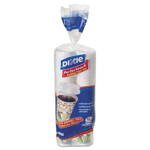Paper Hot Cups And Lids Combo Bag, 12 Oz, 50-pack