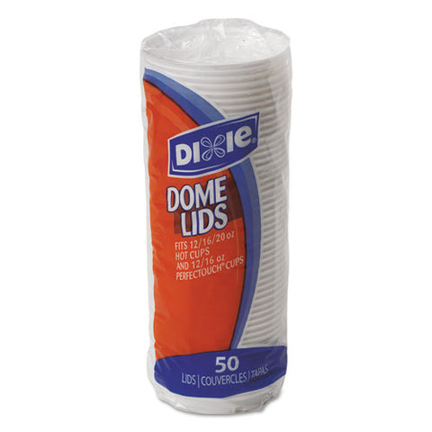 Dome Drink-thru Lids,10-16 Oz Perfectouch;12-20 Oz Wisesize Cup, White, 50-pack