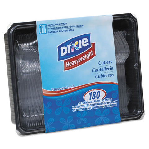 Cutlery Keeper Tray With Clear Plastic Utensils: 600 Forks, 600 Knives, 600 Spoons