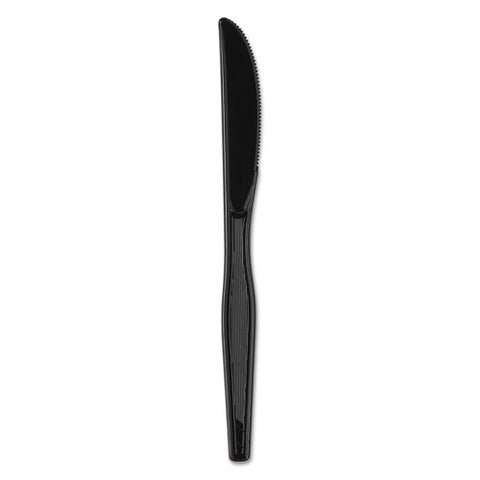 Plastic Cutlery, Heavy Mediumweight Knives, Black, 1,000-carton