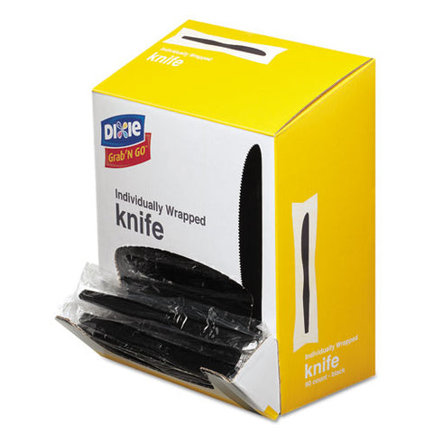 Grab’n Go Wrapped Cutlery, Knives, Black, 90-box