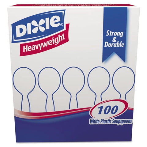 Plastic Cutlery, Heavyweight Soup Spoons, White, 100-box