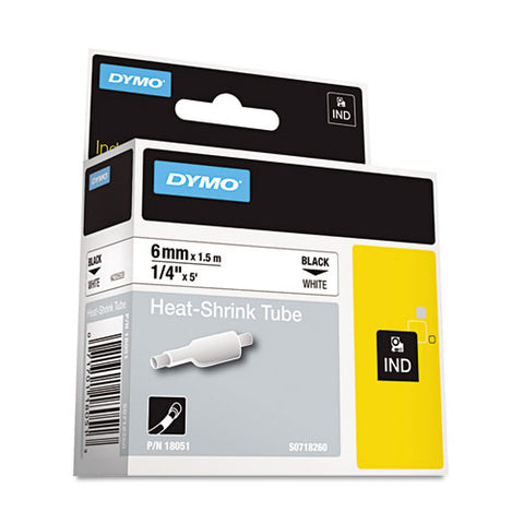 Rhino Heat Shrink Tubes Industrial Label Tape, 0.25" X 5 Ft, White-black Print