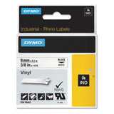 Rhino Permanent Vinyl Industrial Label Tape, 0.37" X 18 Ft, White-black Print