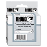 Rhino Permanent Poly Industrial Label Tape, 0.5" X 18 Ft, White-black Print