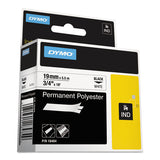 Rhino Permanent Poly Industrial Label Tape, 0.75" X 18 Ft, White-black Print