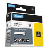 Rhino Flexible Nylon Industrial Label Tape, 0.5" X 11.5 Ft, White-black Print