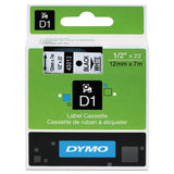 D1 High-performance Polyester Removable Label Tape, 0.5" X 23 Ft, Black On White