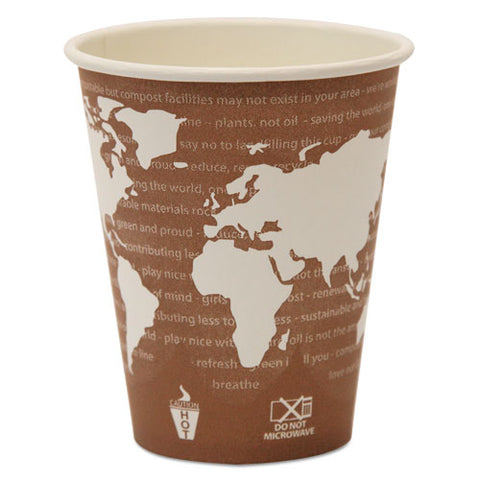 World Art Renewable Compostable Hot Cups, 8 Oz., 50-pk, 20 Pk-ct