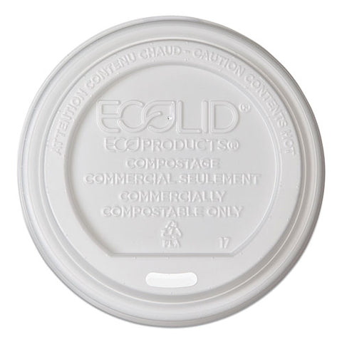 Ecolid Renewable-compostable Hot Cup Lid, Pla, Fits 10-20 Oz Hot Cups, 50-pack, 16 Packs-carton