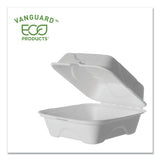 Vanguard Renewable And Compostable Sugarcane Clamshells, 6 X 6 X 3, White, 500-carton