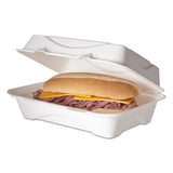 Renewable And Compostable Sugarcane Clamshells, 3-compartment, 8 X 8 X 3, White, 50-pack, 4 Packs-carton
