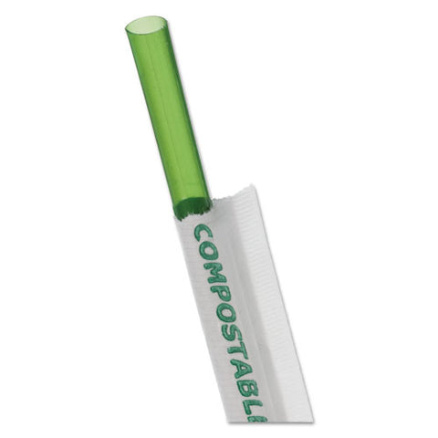 Wrapped Straw, 7.75", Green, 9600-carton
