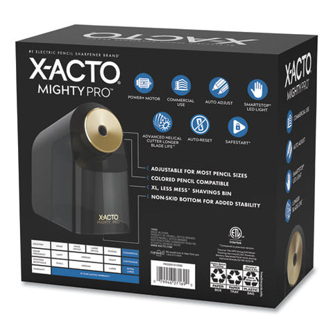 Model 1606 Mighty Pro Electric Pencil Sharpener, Ac-powered, 4" X 8" X 7.5", Black-gold-smoke