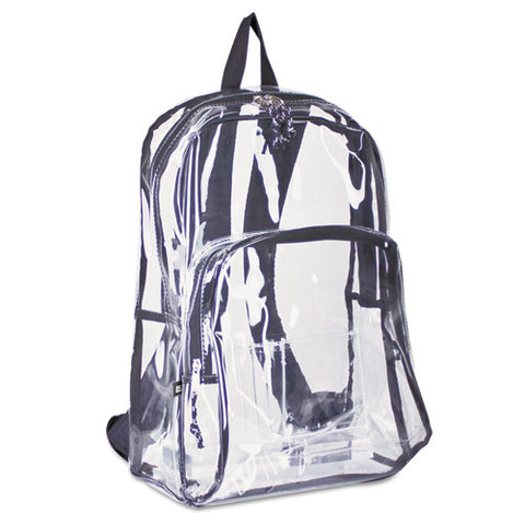 Backpack, Pvc Plastic, 12 1-2 X 5 1-2 X 17 1-2, Clear-black