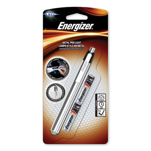 Led Pen Light, 2 Aaa Batteries (included), Silver-black