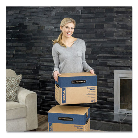 Smoothmove Prime Moving-storage Boxes, Small, Regular Slotted Container (rsc), 16" X 12" X 12", Brown Kraft-blue, 10-carton