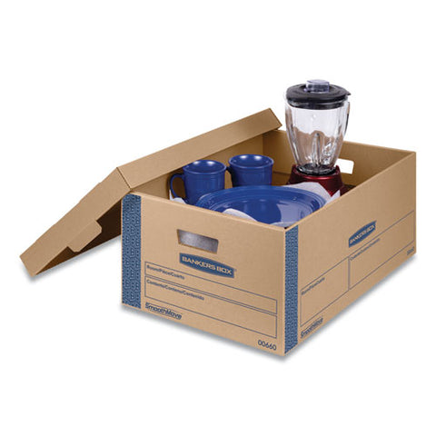 Smoothmove Prime Moving And Storage Boxes, Large, Half Slotted Container (hsc), 24" X 15" X 10", Brown Kraft-blue, 8-carton