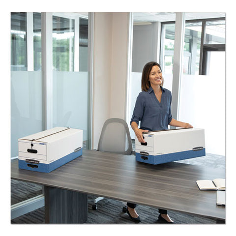 Stor-file Medium-duty Strength Storage Boxes, Letter Files, 12.25" X 24.13" X 10.75", White-blue, 4-carton