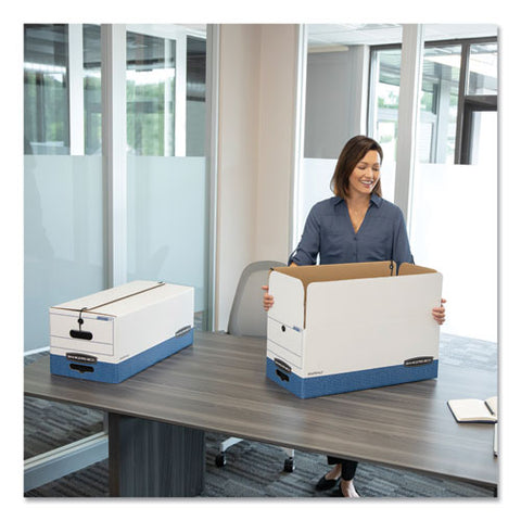 Stor-file Medium-duty Strength Storage Boxes, Legal Files, 15.25" X 19.75" X 10.75", White-blue, 4-carton