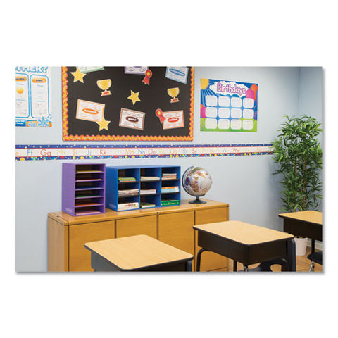 Classroom Literature Sorter, 9 Compartments, 28 1-4 X 13 X 16, Blue
