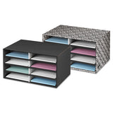Decorative Sorter, 8 Letter Sections, 19 1-2 X 12 3-8 X 10 1-4, Black-gray Pinstripe