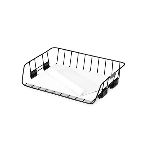 Side-load Wire Stacking Letter Tray, 1 Section, Letter Size Files, 13.38" X 10.13" X 2.63", Black