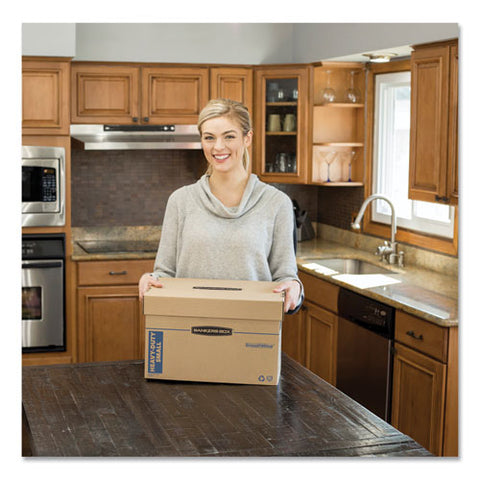 Smoothmove Maximum Strength Moving Boxes, Medium, Half Slotted Container (hsc), 18.5" X 12.25" X 12", Brown Kraft-blue, 8-pk