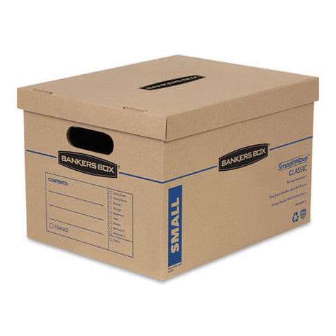 Smoothmove Classic Moving-storage Boxes, Small, Half Slotted Container (hsc), 15" X 12" X 10", Brown Kraft-blue, 15-carton
