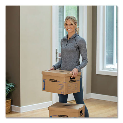 Smoothmove Classic Moving-storage Boxes, Small, Half Slotted Container (hsc), 15" X 12" X 10", Brown Kraft-blue, 20-carton