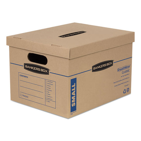 Smoothmove Classic Moving-storage Boxes, Small, Half Slotted Container (hsc), 15" X 12" X 10", Brown Kraft-blue, 20-carton