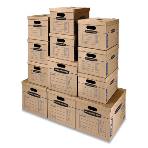 Smoothmove Classic Moving And Storage Boxes, Assorted Sizes, Half Slotted Container (hsc), Brown Kraft-blue, 12-carton