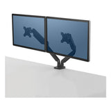 Platinum Series Dual Monitor Arm For 27" Monitors, 360 Deg Rotation, +85 Deg--20 Deg Tilt, 360 Deg Pan, Black, Supports 20 Lb