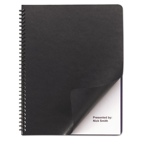 Leather Look Presentation Covers For Binding Systems, 11.25 X 8.75, Black, 50 Sets-pack