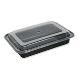 Food Container With Lid, 32 Oz, 8.81 X 6.02 X 2.24, Black/clear, Plastic, 150/carton