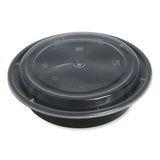 Food Container With Lid, 24 Oz, 7.28 X 7.28 X 1.96, Black/clear, Plastic, 150/carton