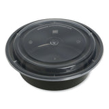 Food Container With Lid, 32 Oz, 7.28 X 7.28 X 2.55, Black/clear, Plastic, 150/carton
