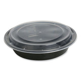 Food Container With Lid, 48 Oz, 8.85 X 8.85 X 2.24, Black/clear, Plastic, 150/carton