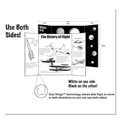 Too Cool Tri-fold Poster Board, 36 X 48, Black-white, 6-pk