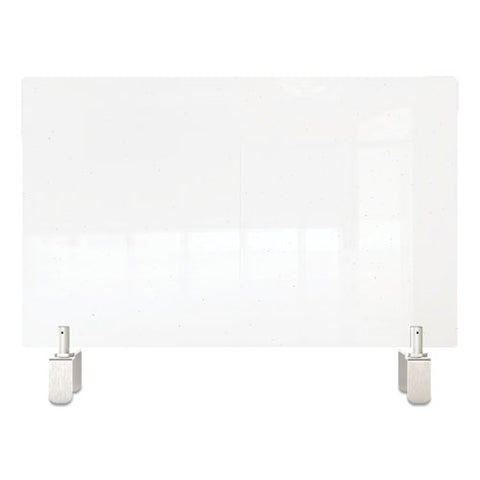 Clear Partition Extender With Attached Clamp, 36 X 3.88 X 18, Thermoplastic Sheeting