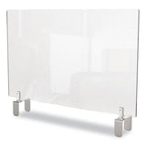 Clear Partition Extender With Attached Clamp, 29 X 3.88 X 30, Thermoplastic Sheeting