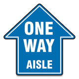 Slip-gard Social Distance Floor Signs, 12 X 12, "one Way Aisle", Blue, 25-pack