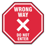 Slip-gard Social Distance Floor Signs, 12 X 12, "wrong Way Do Not Enter", Red, 25-pack