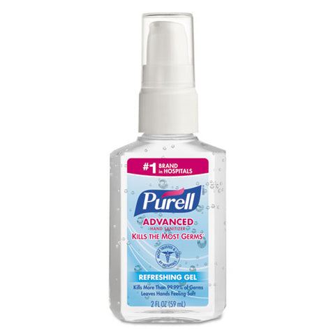 Advanced Gel Hand Sanitizer, Refreshing Scent, 2 Oz Pump Bottle, 24-carton