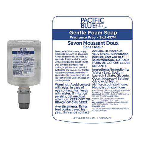 Pacific Blue Ultra Foam Soap Manual Refill, Fragrance-free, 1,200 Ml, 4-carton