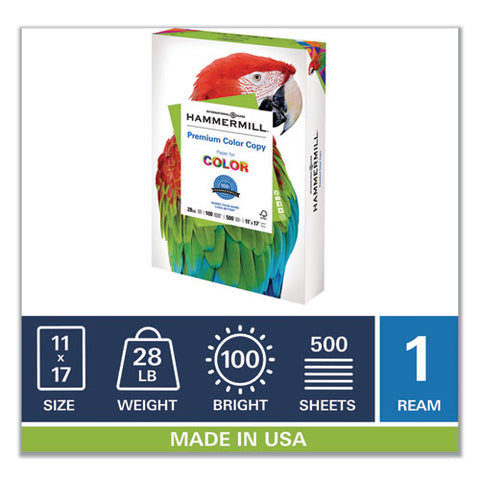 Premium Color Copy Print Paper, 100 Bright, 28lb, 11 X 17, Photo White, 500-ream