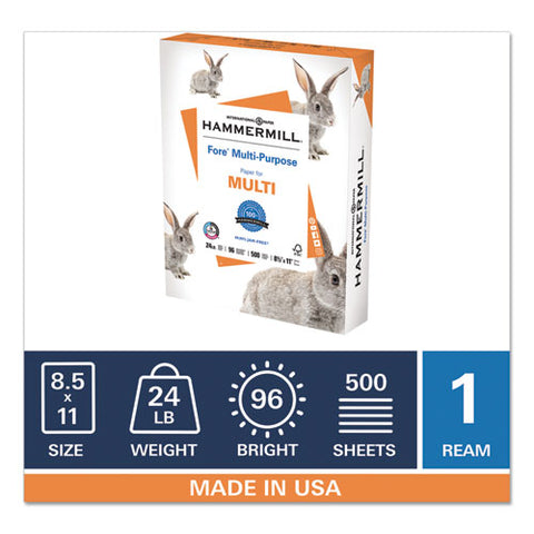 Fore Multipurpose Print Paper, 96 Bright, 24 Lb, 8.5 X 11, White, 500 Sheets-ream