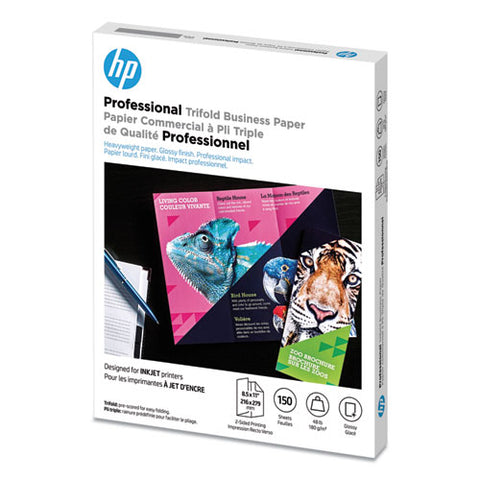 Professional Trifold Business Paper, 48 Lb, 8.5 X 11, Glossy White, 150-pack